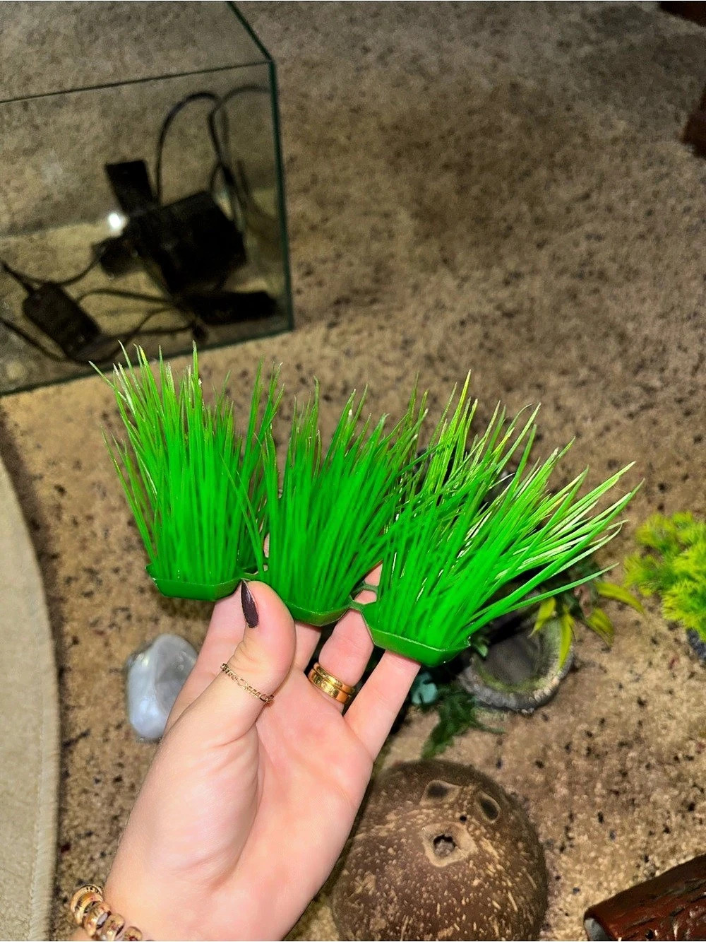 Artificial Aquarium Plants Green Set of 3